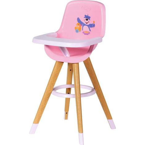 Chaise haute aspect bois pour poupons 43 cm (1/5)