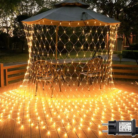 Filet Lumineux Noel Exterieur 3m  2m Guirlande Lumineuse Exterieur avec Minuterie, 8 Modes Lumiere Noel Étanche Guirlande Lumineuse Filet pour Intérieur Extérieur
