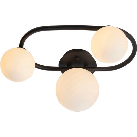 Endon Pulsa Globo da bagno Semi Incasso 3 lampade Plafoniera Nero Opaco, IP44 (1/5)