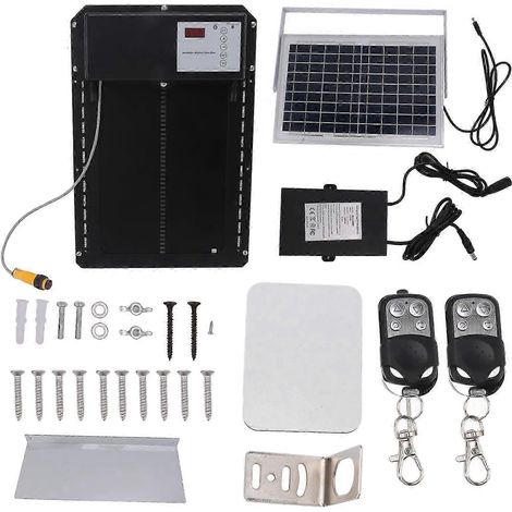 Ouvre-porte anti-pincement à capteur de lumière solaire pour poulaillers, avec télécommande, étanche IP44, adapté aux exploitations familiales. (1/4)