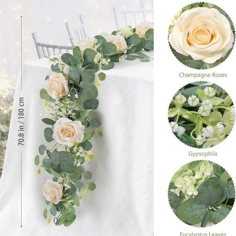 Guirlande Fleur Artificielle - Vigne en Rotin 183 cm - Décoration Murale Intérieure Extérieure - Pour Mariage Fête Printemps Noël - 1 Pièce (1/3)