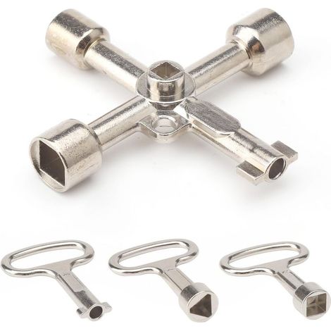 Largeight – Clé armoire électrique 6 voies – Clé triangulaire 7 mm, clé carrée 8 mm, clé simple 5 mm – Alliage de zinc résistant à la corrosion (1/5)
