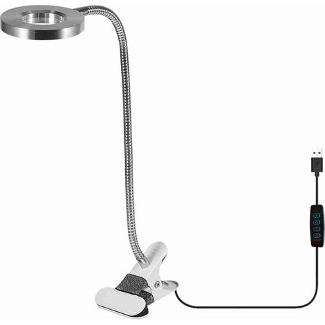 Lampe de bureau à pince, lampe de table USB, lampe LED flexible et pliable pour la lecture, idéale pour le nail art, le tatouage, la beauté et le maquillage. Protection des yeux. Parfaite pour le nail