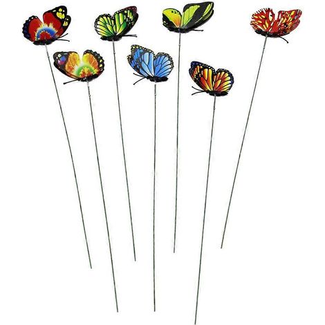 12 compositions florales artificielles, décorations de jardin, papillons colorés, piquets de jardin, décorations 3D imperméables