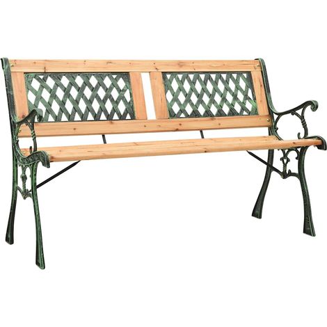vidaXL Banc de jardin 122 cm fonte et bois de sapin massif (1/5)