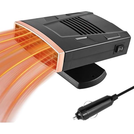 Chauffage de voiture, dégivreur de pare-brise, chauffage portable 12V 150W, 2 en 1 (chauffage et refroidissement), dégivrage et désembuage rapides, base pivotante à 360°.