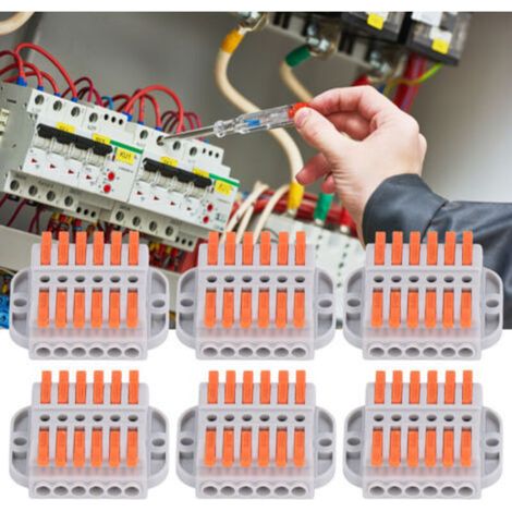 6Pcs Connecteurs de fils compacts ABS Borne de connexion rapide en cuivre Conducteurs de câblage universels,DUBUNS (1/5)