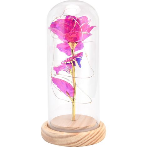 Fleur de savon décorative avec guirlande lumineuse LED et couvercle en verre, cadeau idéal pour un anniversaire ou la Saint-Valentin (1/5)