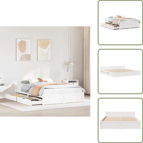 vidaXL Cadre de lit sans matelas blanc 150x200 cm bois de pin massif (1/5)
