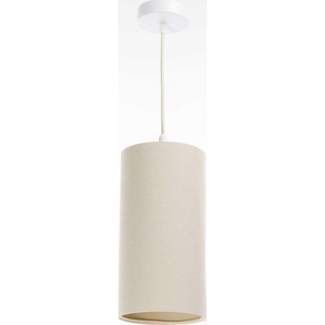 Suspension bohème en lin naturel effet rotin ambiance chaleureuse - Ø 15 cm - H25 cm (1/5)