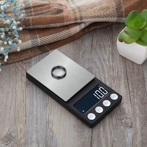 Mini balance de cuisine numérique en acier inoxydable noir – (1/5)