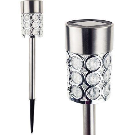 TG55965-1 Solarlampe, Glamour, Silber, Kristalle, Garten, Pfosten