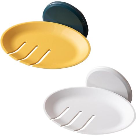 Seifenschale – Set mit 2 wandmontierten Seifenboxen aus Kunststoff, kein Bohren erforderlich, für Dusche, Badezimmer, Küche, hält Seife trocken (1/5)