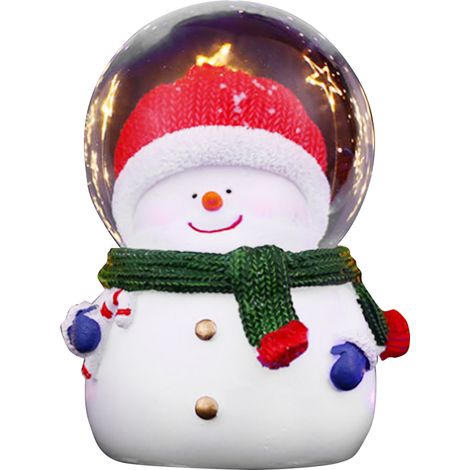Boule de Cristal de Noël Couleur Changeante Lumière Résine éclairer Les Décorations de Boule de Noël Paillettes Délicates pour Cadeau de Festival (Grand Bonhomme de Neige) (1/5)