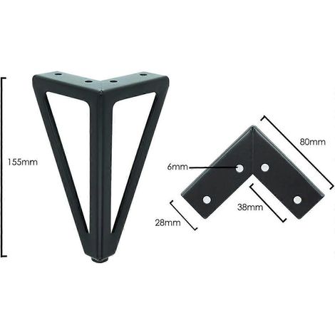 Un ensemble de 4 pieds de table en métal noir, pieds de meubles interchangeables convenant aux tables basses/supports TV. (1/5)