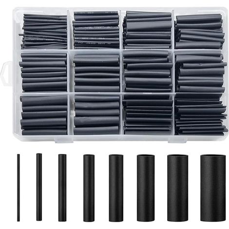 650 Pièces Kit de Gaine Thermorétractable Etanche, Gaine Thermorétractable, Gaine Retractable pour Fil Electrique, Tube Thermorétractable, pour RéParations de CâBlage à Souder (Noire)