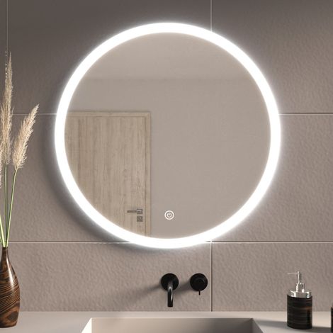 LOMAZOO Miroir de Salle de Bain Rond Premium 70cm - Lumineux LED