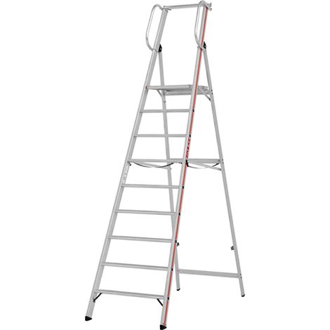 Escabeau 9 marches grande plateforme - Hauteur max. de travail 4.10m - 8080/09 (1/5)