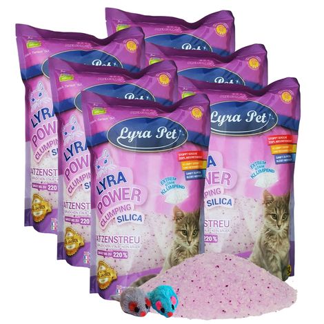 6 x 5 litres Lyra Pet® Lyra Power Silica Silicate agglomérant litière pour chats + 2 souris