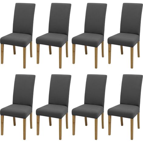 Housses de chaise extensibles, lot de 8, gris anthracite, lavables et réutilisables (1/5)