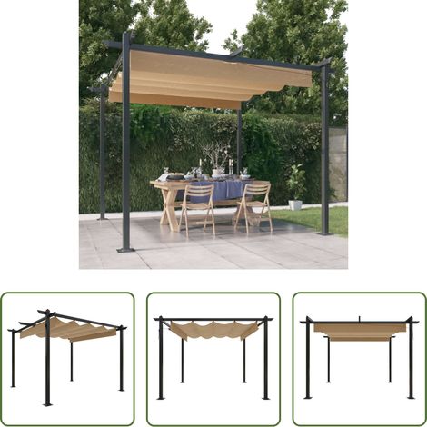 Ausziehbarer Pavillon - Pavillon mit Ausziehbarem Dach 3x3 m Taupe (1/5)