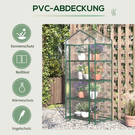 Serre en film plastique, mini-serre de jardin, abri à plantes, châssis froid, 4 étagères, 70 x 50 x 160 cm, transparent (1/5)