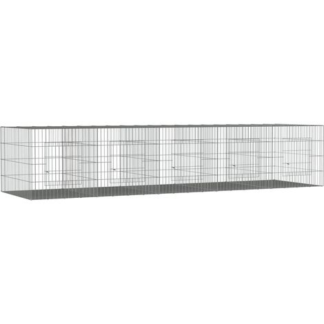 Gabbia per conigli con 5 pannelli 273 x 79 x 54 cm ferro zincato argento 020041691