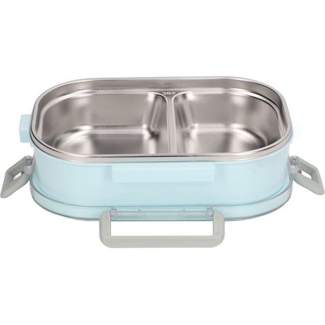 Lunchbox aus Edelstahl 304 mit wärmeisolierten Fächern, Bento-Stil, auslaufsicher und transparent, blaues Fischmuster, ideal für Kinder und Schüler. (1/5)