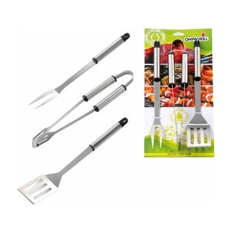 POSATE BARBECUE SET 03360 OMPAGRILL - ACCIAIO INOX CF=PZ 3 CM 36- 1 confezioni