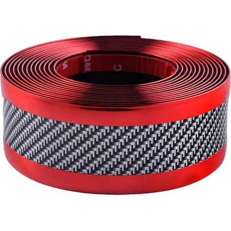 Adesivo protettivo universale in fibra di carbonio per portiere di SUV, camion, ecc., 2 pezzi, 5 cm x 1 m, rosso.