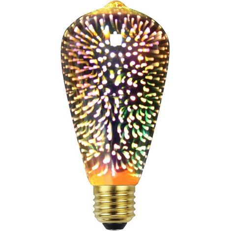 Edison Ampoule 3D Feu D'artifice Led Ampoule 4W 220-240V E27 Ampoules de décoration d'arbre de Noël Spécialité Ampoule Décorative (ST64) [Classe énergétique G] (1/3)