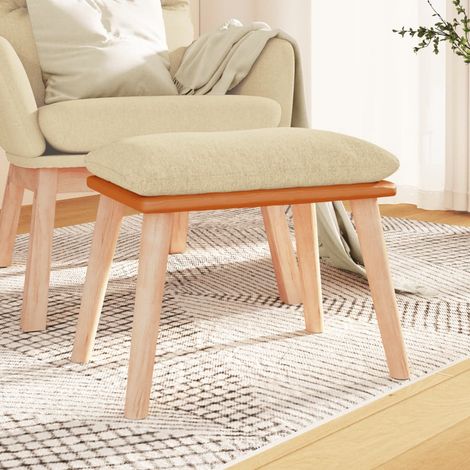 Repose-pied avec siège d’appoint en tissu et similicuir crème 45 x 29,5 x 35 cm - PANGIVO (1/5)