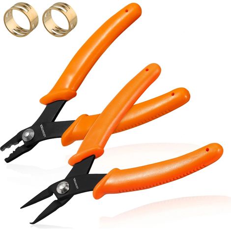 Pince à anneau fendu avec pince à sertir et ouvre-anneau de saut Outil de doigt 5" pour anneaux fendus, porte-clés et pêche, outil de sertissage de perles pour perles et tubes de 2 mm et 3 mm (1/5)