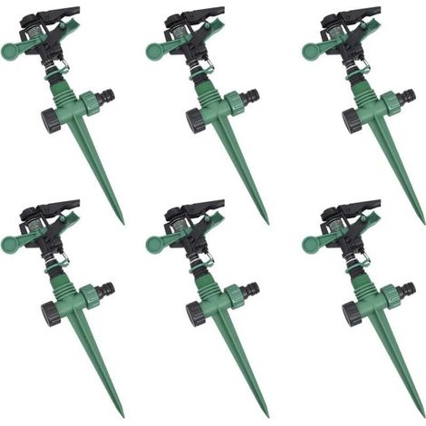 Lot de 6 arroseurs à impulsion pour jardin, sprinkleurs réglables, arrosage de pelouse et potager, diffusion large (1/5)
