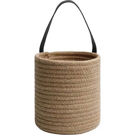 Panier Suspendu - Pot à Plantes Murale en Imitation Rotin - Pour Intérieur et Extérieur - Coton Tissé Main - Disponible en Taille S ou L - 1 Pièce (1/5)
