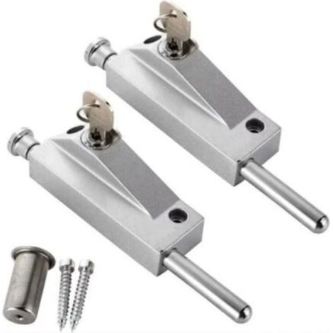 (Silber) 2 Stück Türverriegelung aus Aluminiumlegierung, Bodenverriegelung, Diebstahlsicherung, Drehtürverriegelung