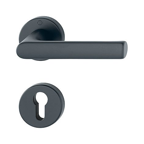 Rundrosette-Hebelgriff Hamburg Aluminium schwarz matt Vierkantlochung - HOPPE - 11833804 (1/2)