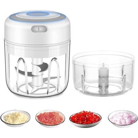 Hachoir électrique sans fil, mini robot culinaire, 250 ml, facile à nettoyer et à remplacer, mélangeur électrique durable pour légumes et fruits-Chrom (1/5)
