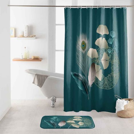 Rideau de Douche "Ginkoblue" 180x200cm Vert (1/2)