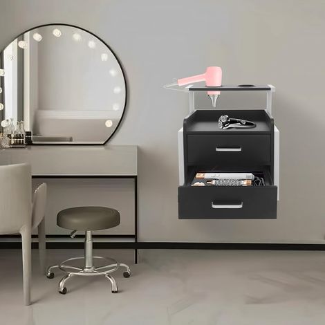 Hängeschrank, Werkzeugschrank für Friseur, Salon Wandschrank mit Haartrockner-Halterung und Schubladen, Friseur Zubehör, Beauty Wandschrank für Friseurgeschäften, Salons, 403048cm (1/5)