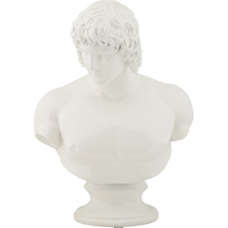 Scultura Centurione busto classico in resina bianca