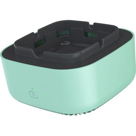 Cendrier Électronique - Multifonctionnel - Élimine Fumée et Odeurs - Purificateur d'Air avec Ventilation et Ionisation - Matériau Anti-Feu - 13cm - Bleu/Gris/Vert (1/5)