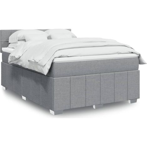 vidaXL Sommier à lattes de lit avec matelas Gris clair 160x200cm Tissu