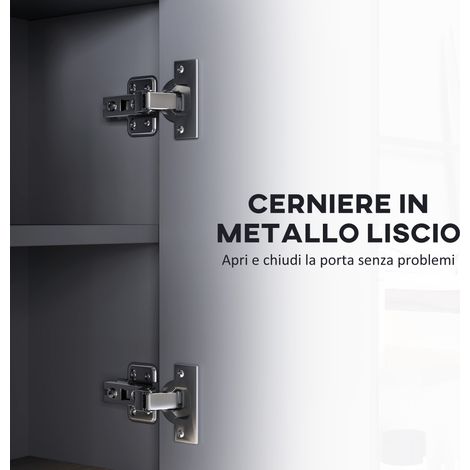 Miroir mural de salle de bain gris 80x20x60 cm, 3 portes à amortisseurs avec placard 8 compartiments de rangement (1/5)