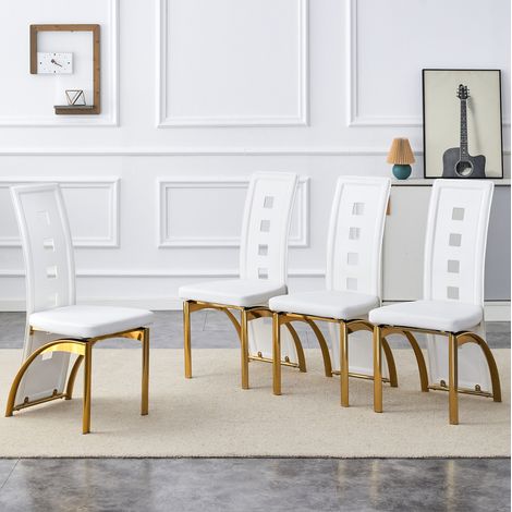 Silla de comedor 41x49x102,5 cm polipiel blanca metal dorado moderna - CHICFURN (1/5)