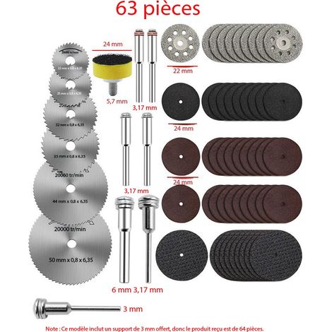 63-teiliges Trennscheiben-Set für Rotationswerkzeuge – Professionelles Zubehör für präzises Arbeiten an Metall, Holz, Kunststoff und Glas