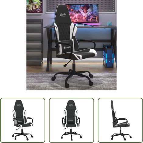 vidaXL Gamingstuhl mit Massage - Gaming-Stuhl mit Massagefunktion Schwarz und Weiß Kunstleder (1/5)