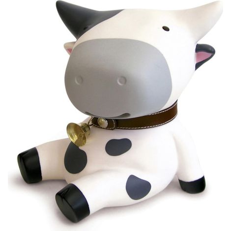 Bocal de Rangement pour Pièces de Monnaie en PVC Forme Vache Noir, Tirelire Adorable pour Garçon et Filles, Maison et Anniversaire (1/5)