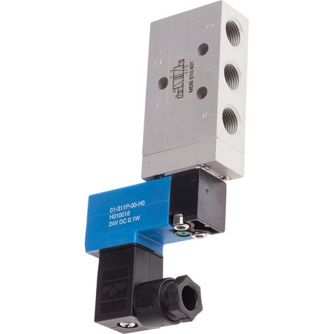 Electrodistributeur pneumatique RS PRO serie MDS fonction 5/2, Bobine/Ressort, G 1/8, 24V c.c. ( Prix pour 1 ) (1/2)