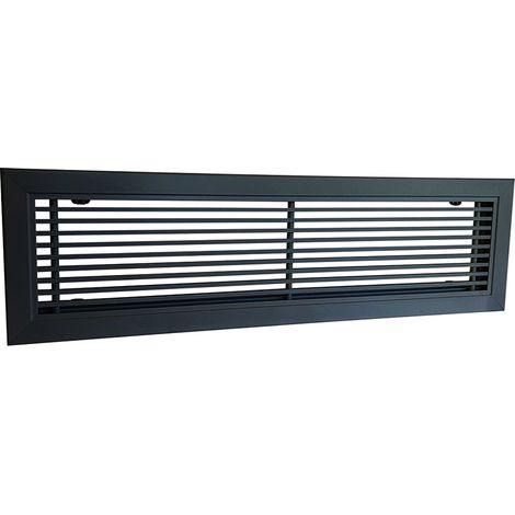 Grille linéaire porte-filtre laqué noir mat aluminium 30x15 cm - AXELAIR - GSSFANOC3015 (1/2)